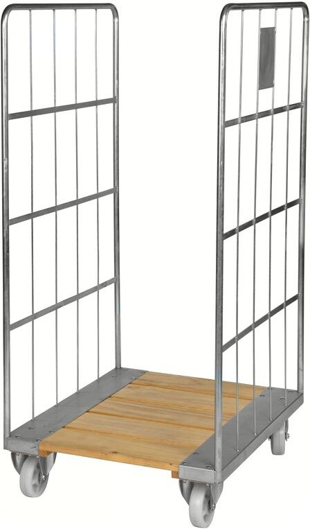 Kongamek Rollcontainer verzinkt 800x710x1600mm mit Holzboden und 2 Gitterwänden 100x380mm ohne Bremse