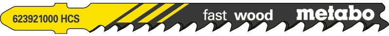Metabo - 5 Stichsägeblätter 'fast wood' 74/ 4,0-5,2 mm, progressiv, hcs, mit Eintauchspit