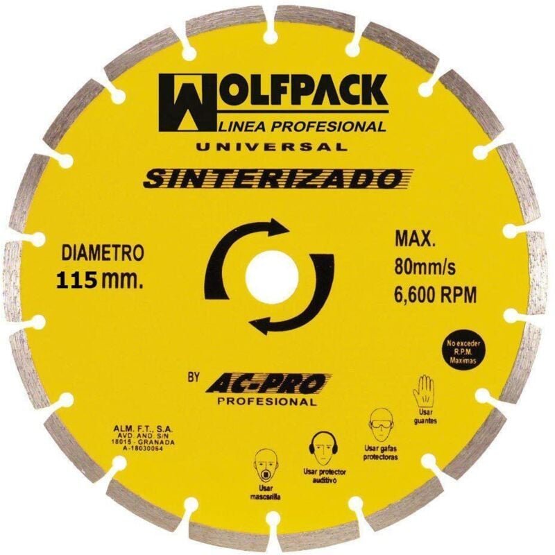 Segmentierte Laser-Diamantenscheibe Wolfpack aus Sinterstahl 115 mm.