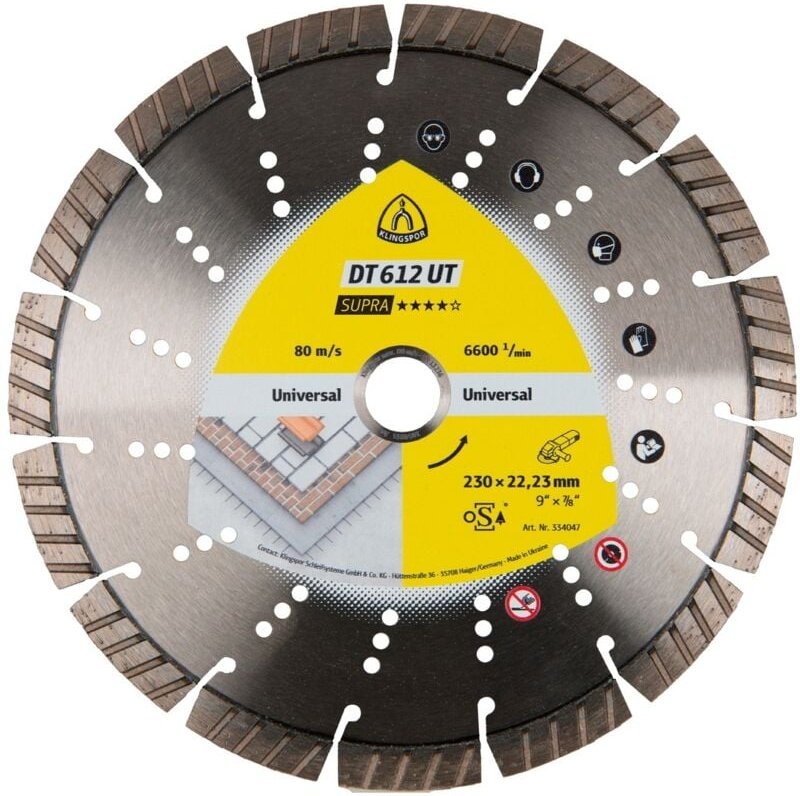 Klingspor - dt 612 ut Diamanttrennscheiben, 150 x 2,4 x 22,23 mm 11 Segmente 33 x 2,4 x 12 mm, Standard Turbo