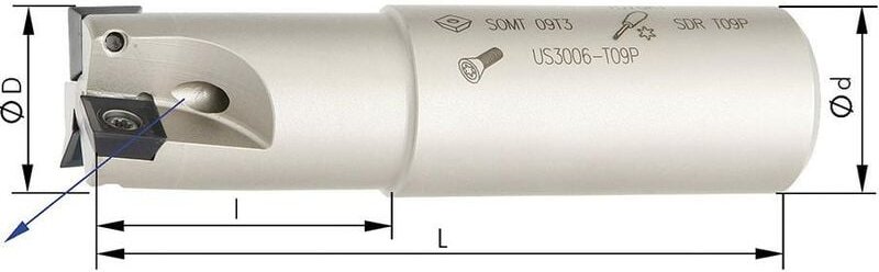 Schaftfräser zylindrisch D20mm Z2 für somt 09T3. Format