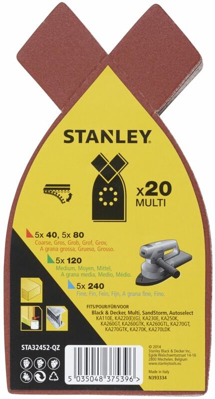 20 Schleifblätter für Multischleifer. Sortiertes Getreide. STY-STA32452-QZ