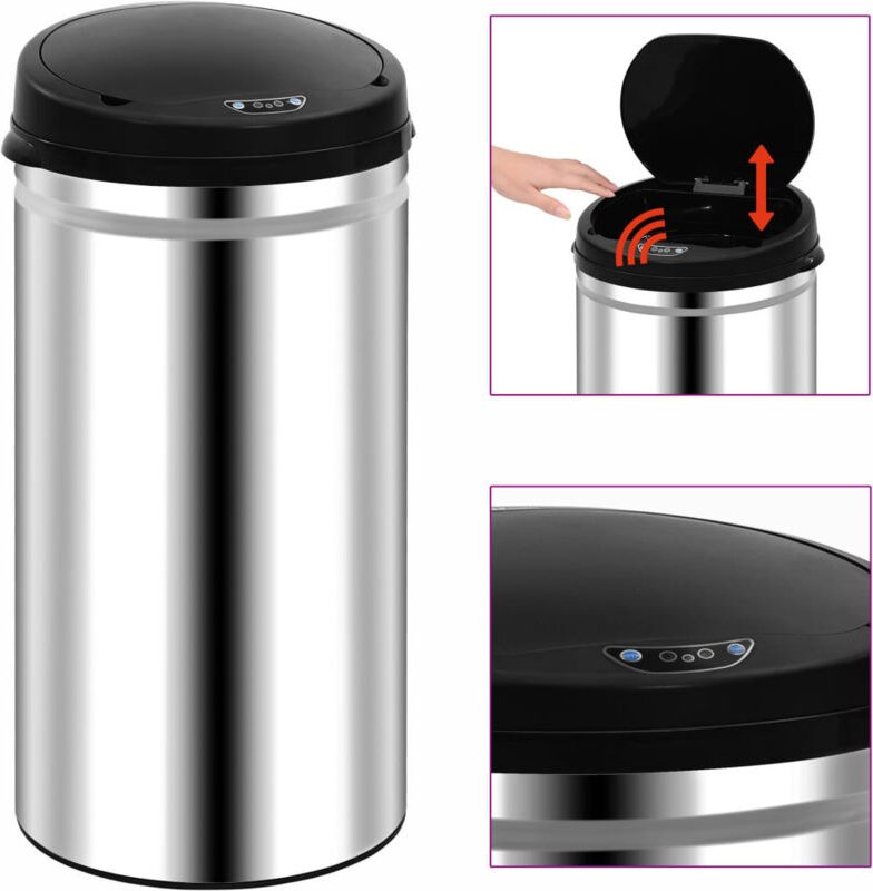 Automatischer Sensor-Mülleimer 50 l Edelstahl Vidaxl