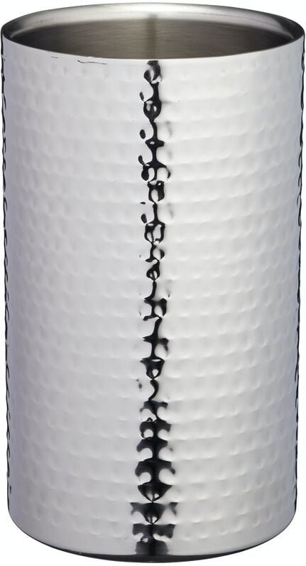 BarCraft - Weinflaschenkühler de Doppelschicht, Edelstahl, gehämmert, 12 x 20 cm