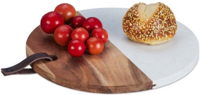 Rundes schneidebrett aus holz und marmor 883114
