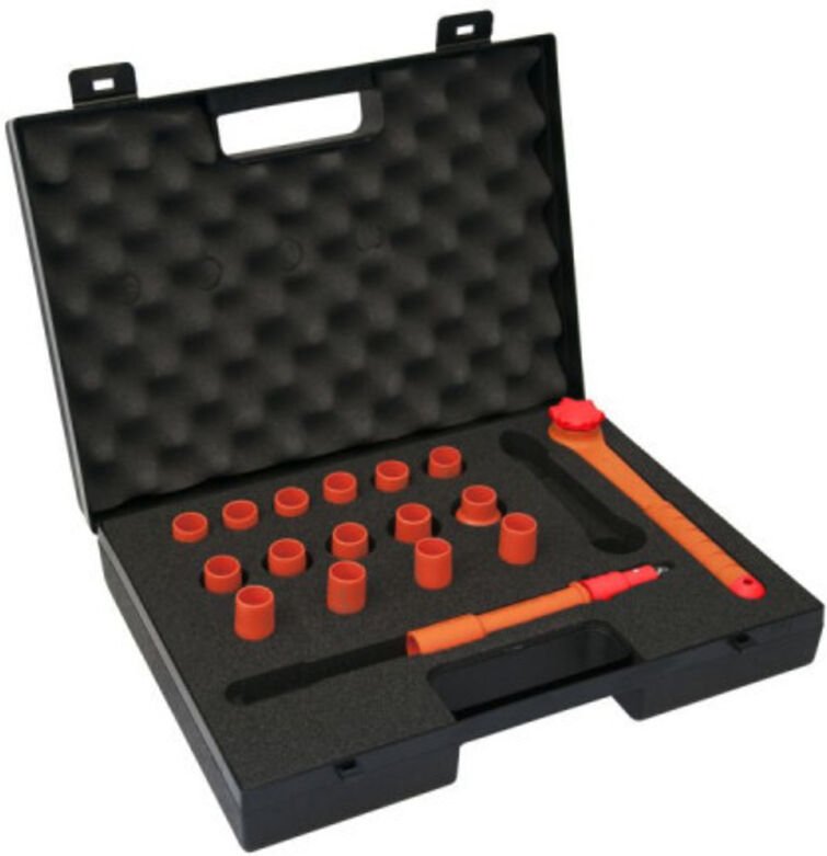 Schraubenschlüssel- und Zubehörset 3/8'' isoliert 1000V – 8 bis 23 mm – 17 Stück