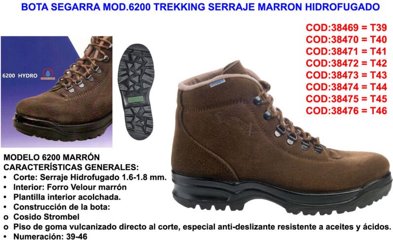 Segarra Boot Mod. 6200 Trekking Wasserdichtes braunes Wildleder T. 42