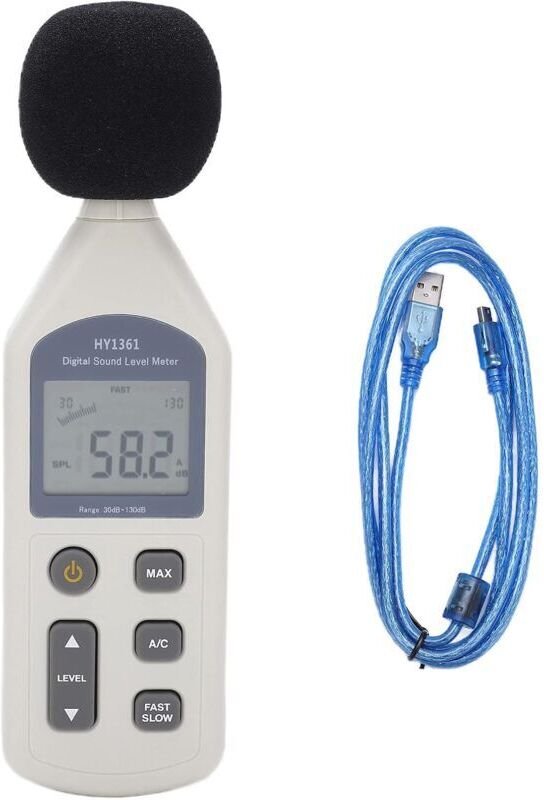 HY-1361 Digitaler Schallpegelmesser LCD-Anzeige Tragbarer USB-Dezibel-Monitor Geräuschrekorder Dualer analoger Signalaus...