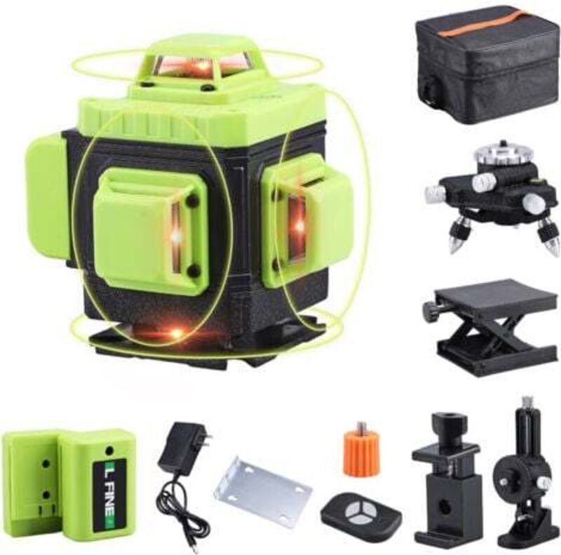 Jalleria Multifunktionales 4D-Laser-Nivelliergerät mit 16 Linien, 3°, selbstnivellierende Maschine, wiederaufladbares US...