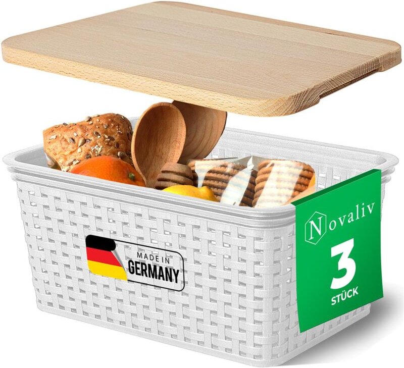 Novaliv - 3x Aufbewahrungsbox 3x Aufbewahrungsbox, 3x Holzdeckel
