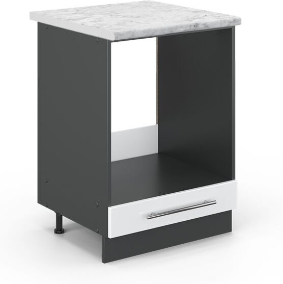 Vicco - Herdumbauschrank Fame-Line, Weiß Hochglanz, 60 cm , ap Marmor