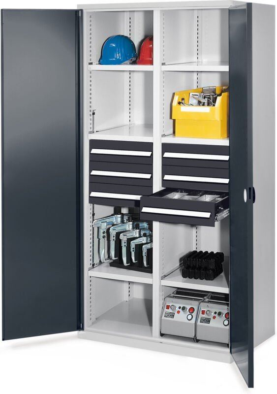 Kappes Schwerlastschränke mit Mitteltrennwand 1950x1000x600mm Doppelwandtüren Modell 53 anthrazitgrau