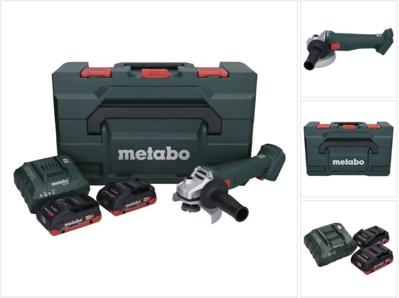 Metabo - w 18 l 9-125 Akku Winkelschleifer 18 v 125 mm + 2x Akku 4,0 Ah + Ladegerät + x