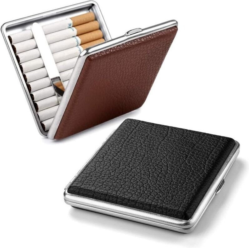hochwertige schwarz/braun metallic PU-Leder Zigarettenetuis, das elegante braune Zigarettenetui bewahrt das braune PU-Le...