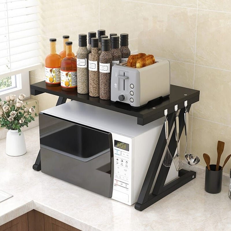 Haloyo - 2-stufiges ® Mikrowellenhalterung,Microwave Holder,57 x 38 x 38 cm,schwarz