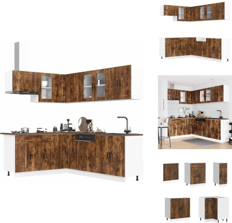 Vidaxl - 11-tlg. Küchenschrank-Set Porto Räuchereiche Holzwerkstoff - Küchenschrank-Set - Küchenschrank-Sets - Küchenzei...