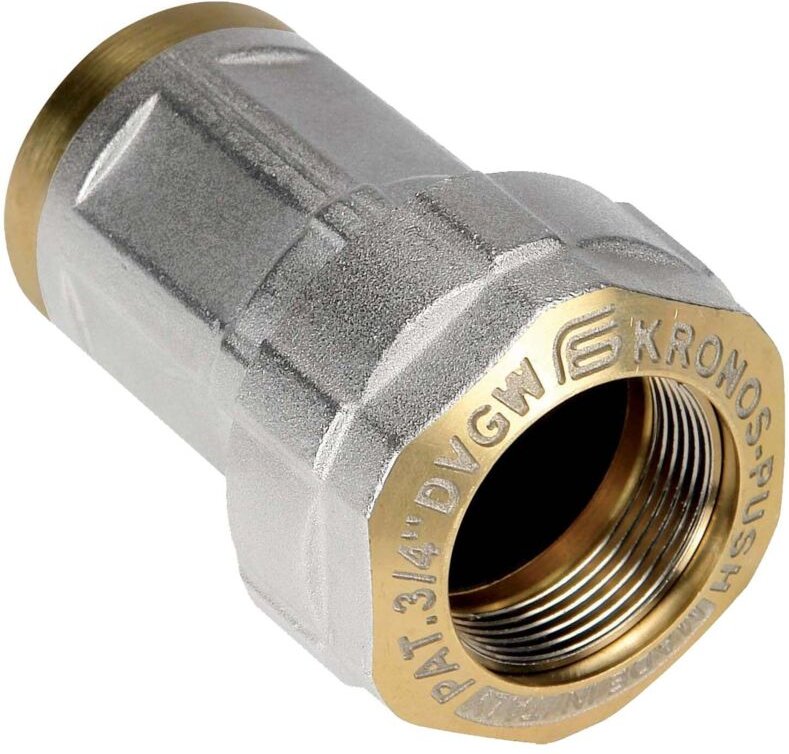 Kronos push Messing-Klemmverbinder mit ig - für Stahlrohr ø 21,3 mm x 1/2 Zoll ig (dn 15) dvgw acs
