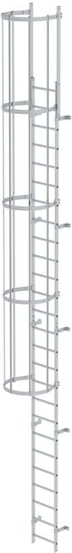 Munk - Günzburger Steigtechnik einzügige Steigleiter mit Rückenschutz (Bau) Aluminium eloxiert 8,48 m - 500115