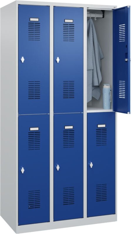 C+P Doppelstöckiger Spind Basis PLUS, 6 Fächer, 1850x900x500mm, 7035/5010