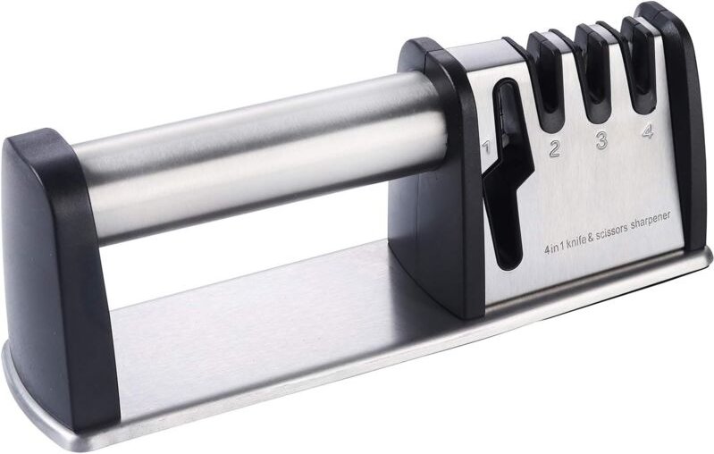 Alovez - Messerschärfer, manuelle Scherenschärfer, Werkzeuge mit 4-stufigem Schärfer für Küche und Haushalt