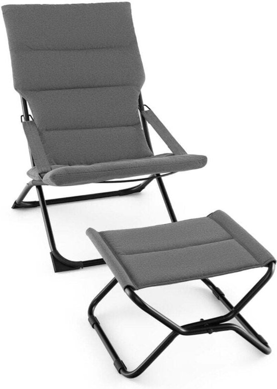 Klappbarer terrassenstuhl mit ottomane abnehmbaren kissen outdoor liege grau