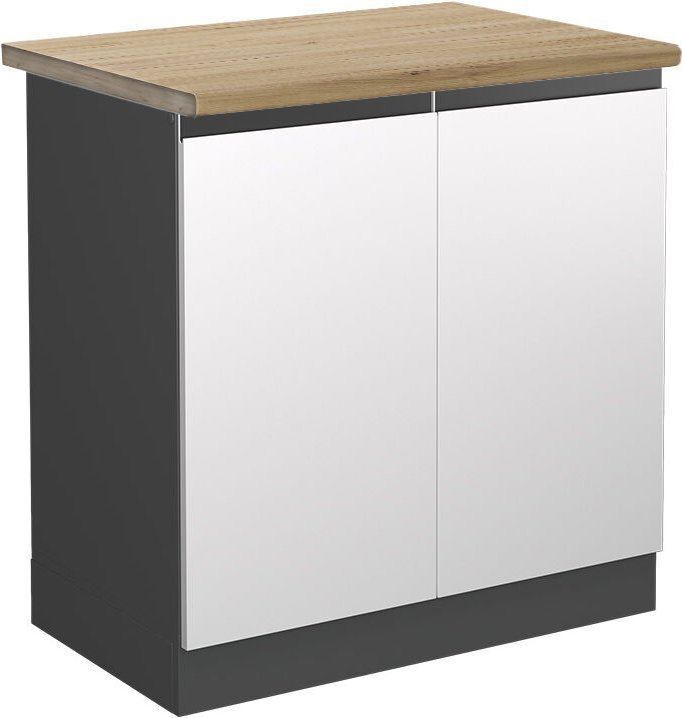Vicco - Spülenunterschrank R-Line, Weiß, 80 cm , ap Eiche