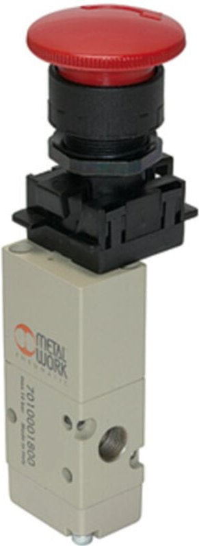 Thumbnail - Riegler 3/2-Wegeventil man. Pilztaster, Notrastung, NC, monostabil, G 1/8