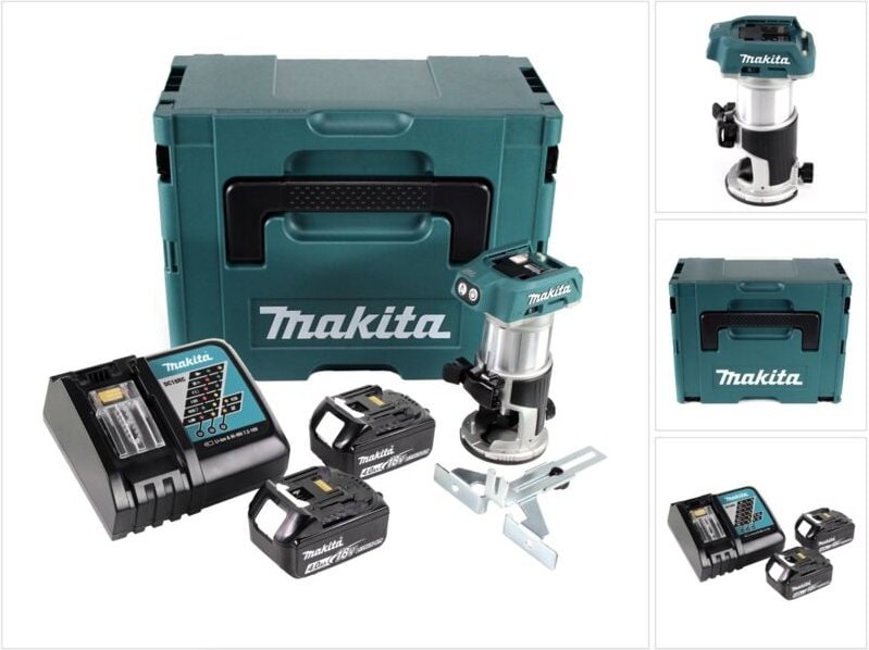 Drt 50 rmj Akku Multifunktionsfräse brushless 18V + 2x Akkus 4,0 Ah + Schnellladegerät im Makpac 3 - Makita
