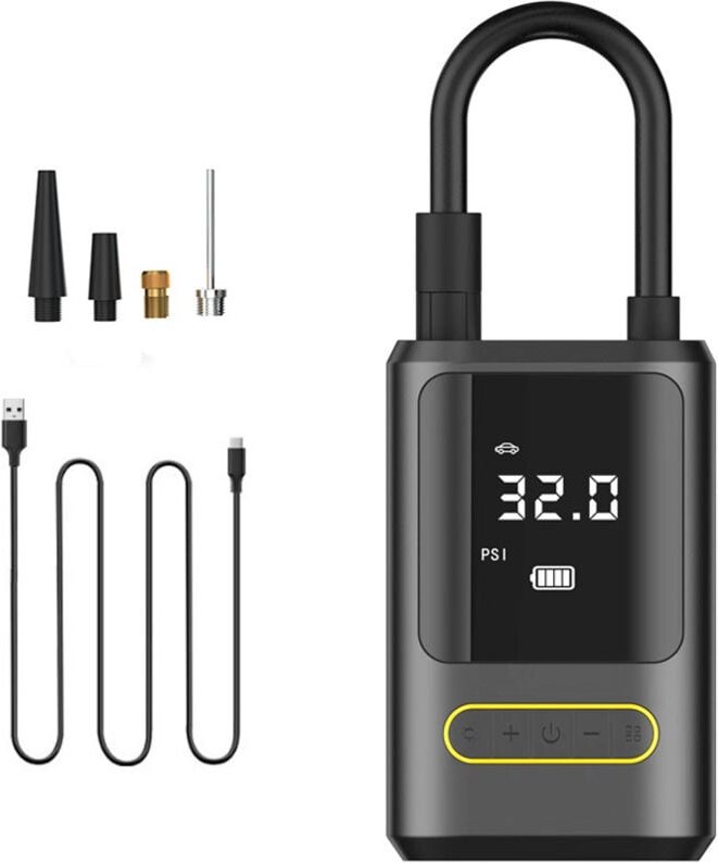 Thumbnail - Elektrische Mini-Luftpumpe, tragbarer Luftkompressor-Inflator, 150 psi, kabelloser Reifen, 4000 mAh mit digitalem LCD-Di...
