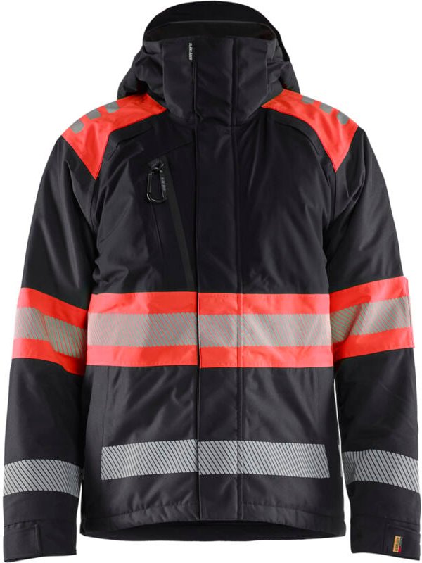 Arbeitsjacke Winter Hochsichtbarkeit Klasse 1 4480 - Schwarz/Neonrot XXXL