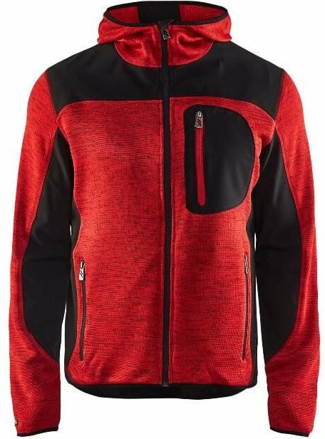 Thumbnail - Blaklader - Strickjacke mit Kapuze t.l - rot/schwarz - 493021175699-L