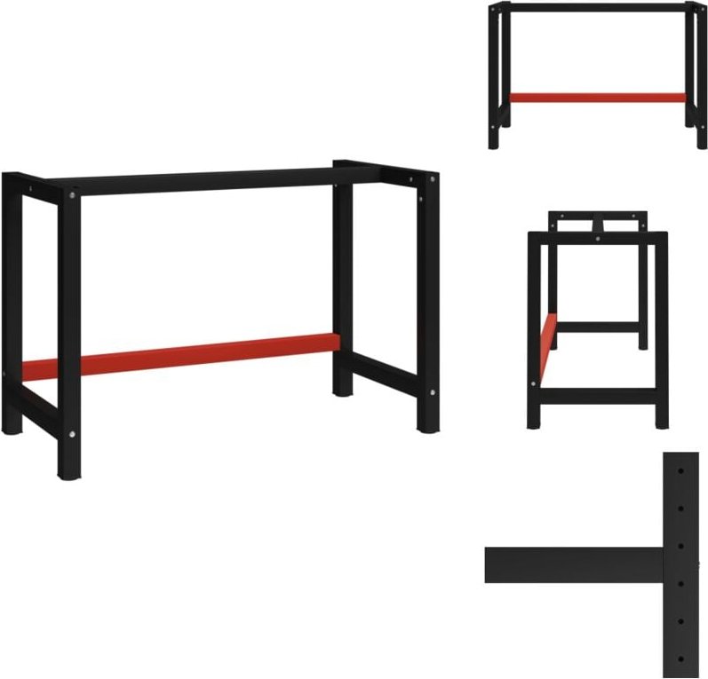 Vidaxl - Werkbankgestell Metall 120x57x79 cm Schwarz und Rot - Tischgestell - Werkbankgestell - Metallgestell - Schwarze...