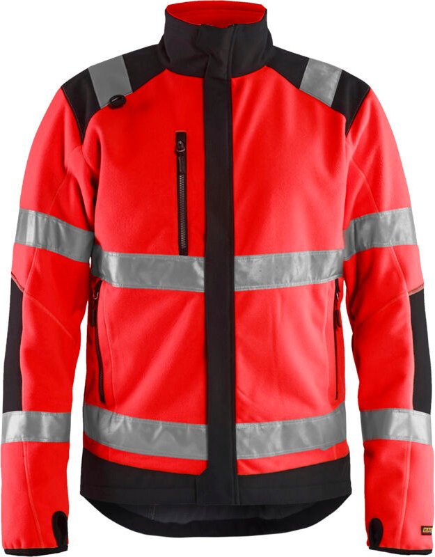 Arbeitsjacke aus Fleece, winddicht, Hochsichtbarkeit 4888 - Neonrot/Schwarz L