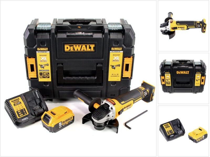 DeWalt DCG 405 P1 Akku Winkelschleifer 18V 125mm Brushless + 1x Akku 5,0Ah + Ladegerät + TSTAK