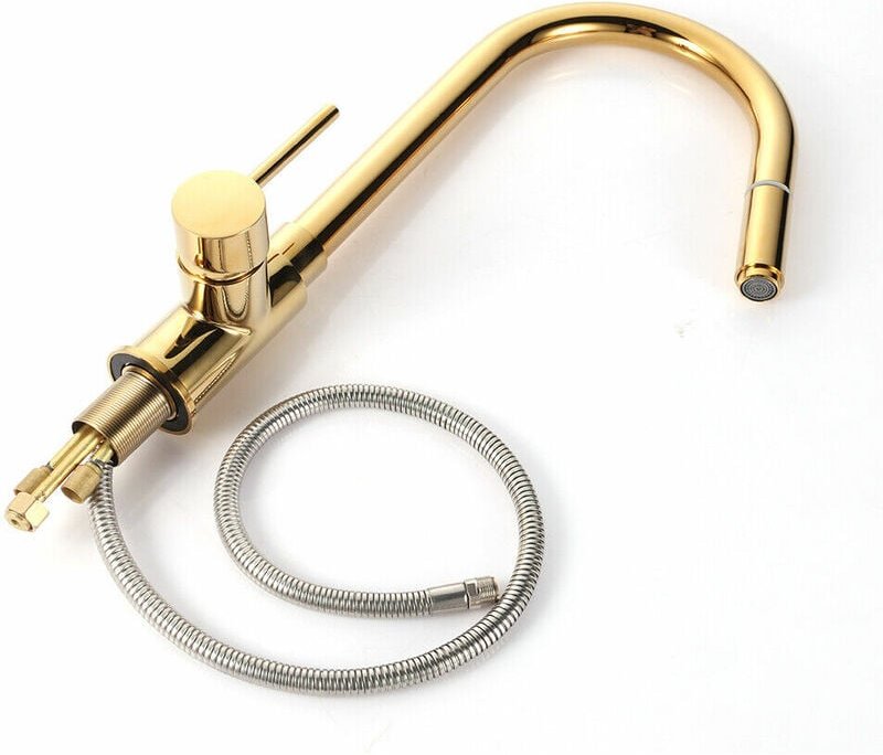 Messing Küchenspüle Wasserhahn Sprühmischer Wasserhahn Einhandgriff Küchenarmatur Einhebel Einhebelmischer Gold