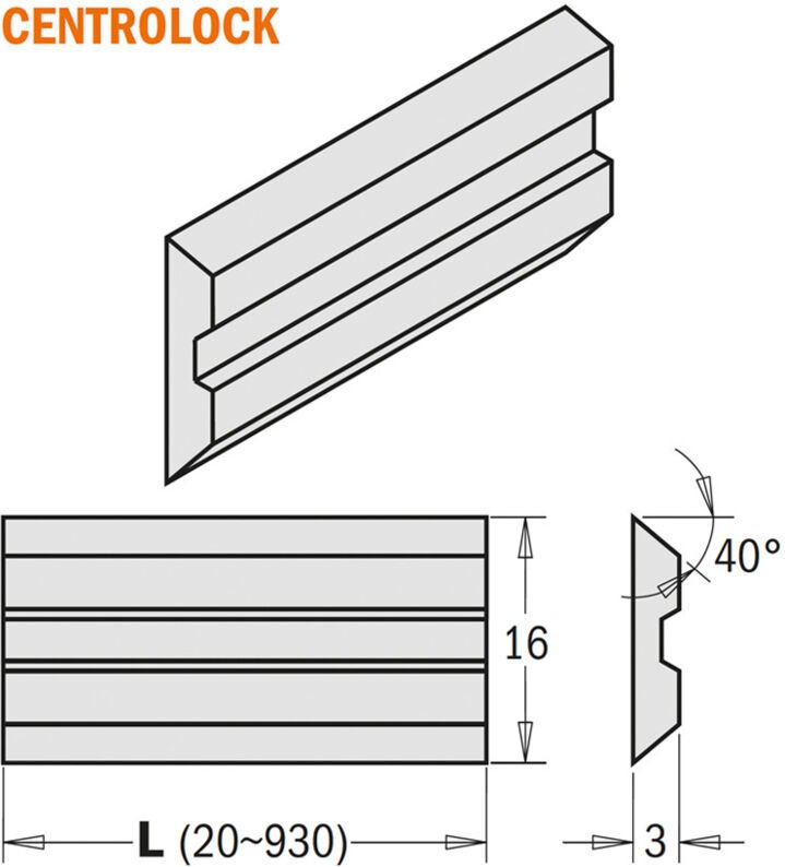 795.260.16 SET MIT 2 MESSER - CENTROLOCK SYSTEM - 260x16x3mm HPS