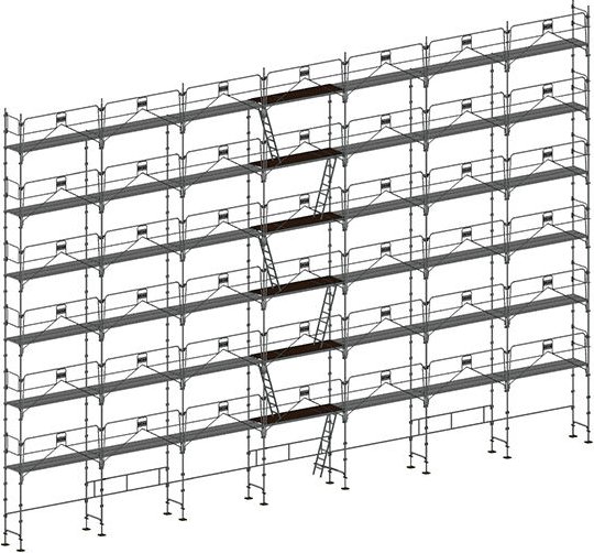Gerüst 180m² - Struktur + Plattformen -Gelände Version - DUO308GC-SP