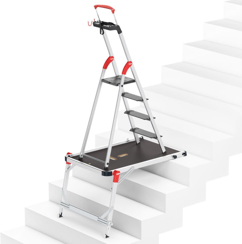 L100 Topline Sicherheits Stehleiter Aluminium 6 Stufen 209 cm 150 kg ( 8050-607 ) - Hailo