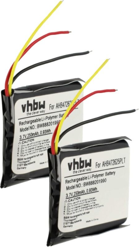 Vhbw - 2x Akku kompatibel mit Jabra Evolve 80, 65 Wireless Headset Kopfhörer (250 mAh, 3,7 v, Li-Polymer)