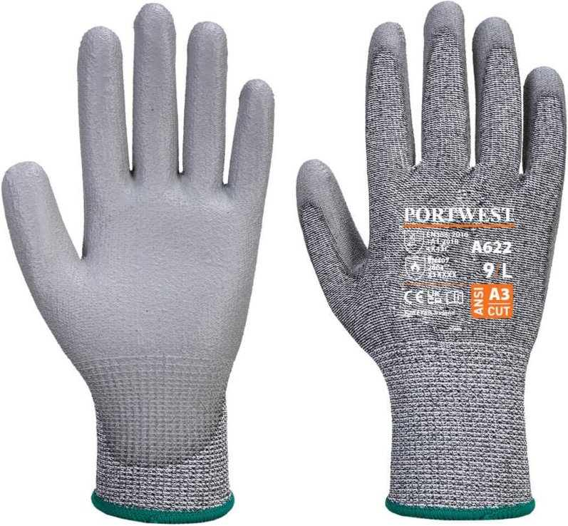 Thumbnail - Handschuhe MR mit PU-Polsterung gegen Schnittverletzungen, Grau, XS – Größe 6