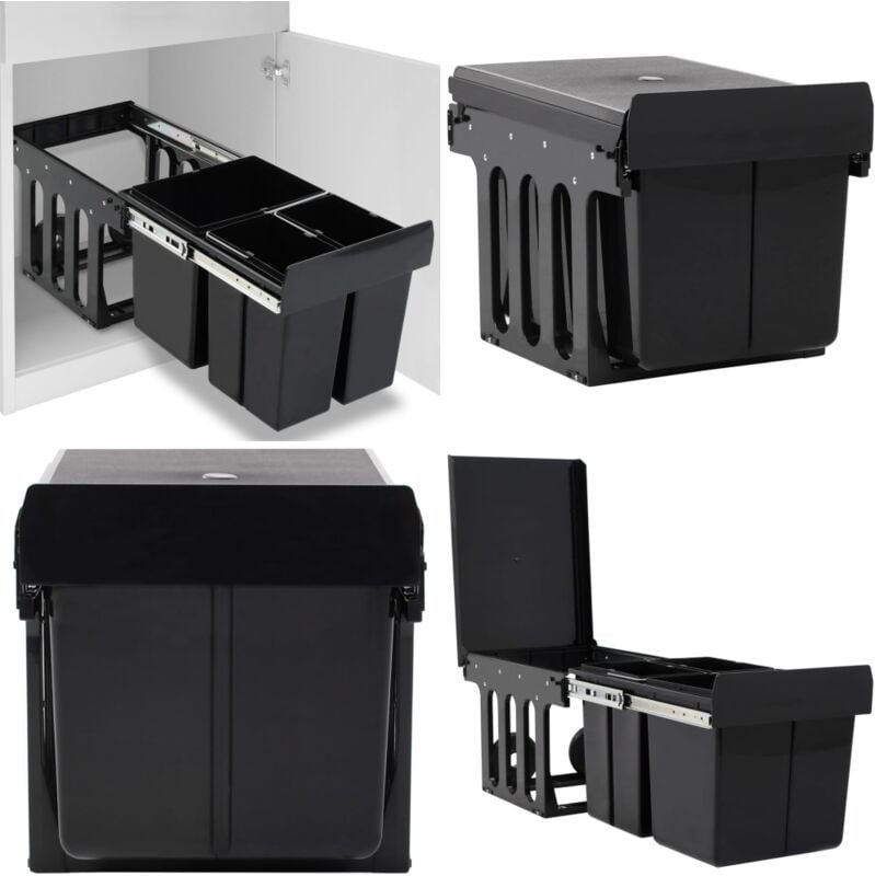 Abfallsammler Soft-Close 48 l - Mülleimer - Abfalleimer - Home & Living - Schwarz