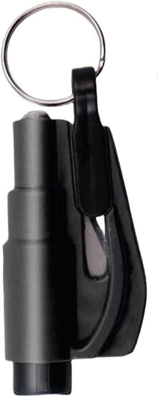 2er-Set – Schwarzer Sicherheitsgurtschneider, Fensterbrecher, Sicherheits-Notfallwerkzeug, Schlüsselring-Fensterbrecher