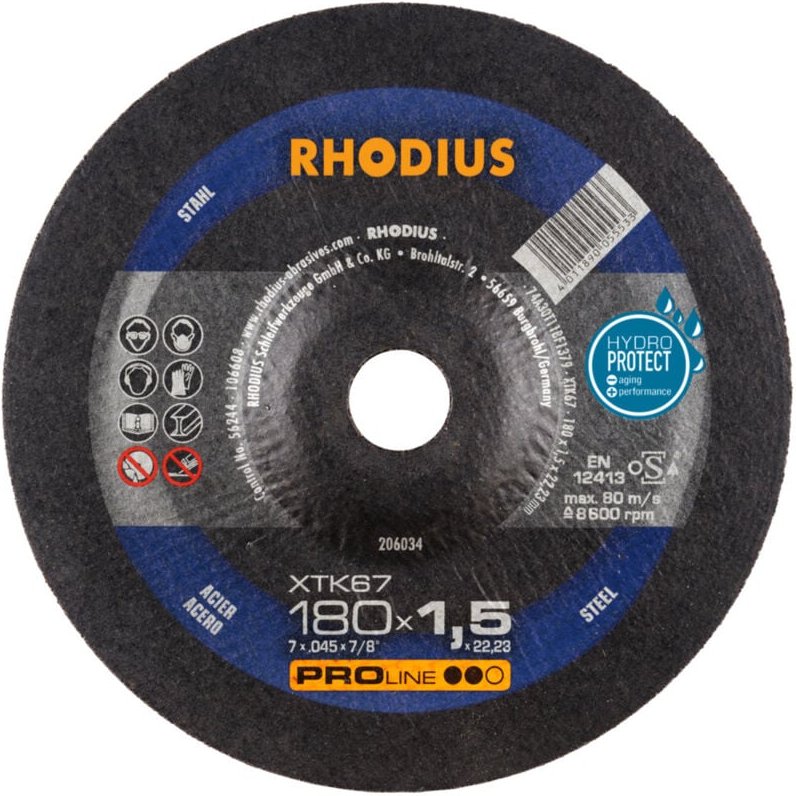 RHODIUS XTK67, 25 Stück, 180 x 1,5 mm, Trennscheibe