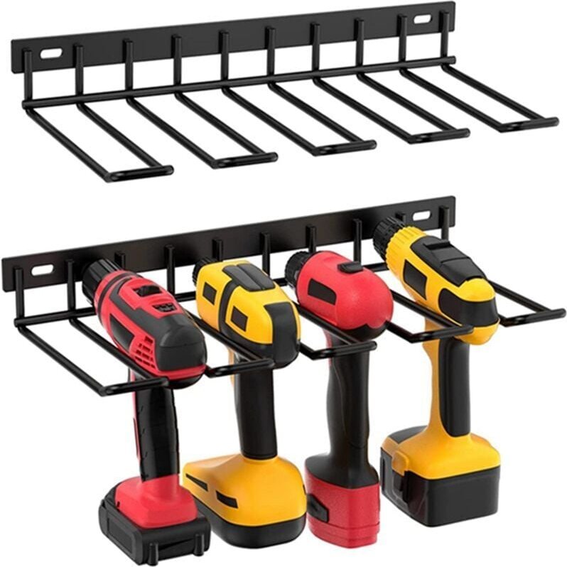 Thumbnail - Wandmontierter Organizer für Elektrowerkzeuge, 4 Steckplätze, Werkzeughalter für die Garage, Geräteschuppen, 43 x 19 x 5...