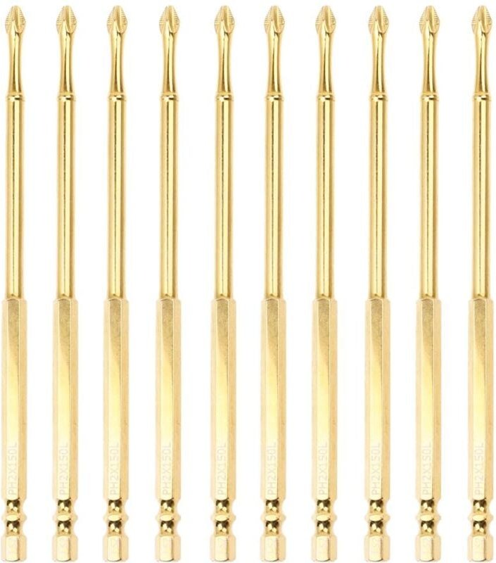 4 Zoll Titanbeschichteter PH2 Anti-Rutsch-Magnetschraubendreher-Bitsatz Nr. 2 Kreuzschlitz-Bits TS2 Schlagschrauber-Bits...