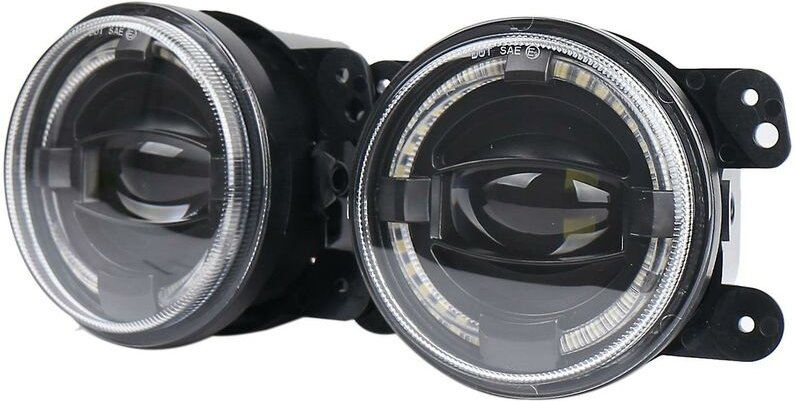 Woosien - 2 Stück 4 Zoll Frontstoßstangenscheinwerfer 12 v 6500 k Nebelscheinwerferlampe Led Angel Eye für Wrangler Pt C...