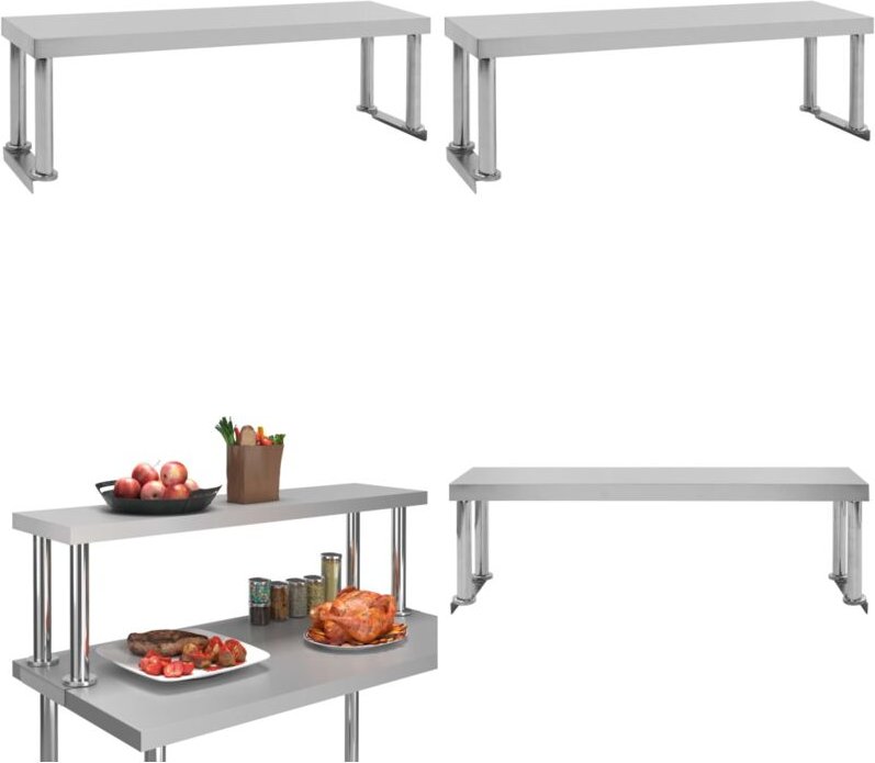 Aufsatzboard für Arbeitstisch 120 x 30 x 35 cm Edelstahl - Aufsatzboard - Aufsatzboards - Home & Living