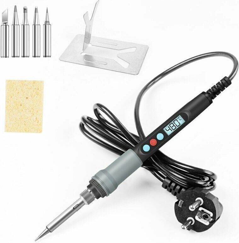 Kit di saldatura elettrica di precisione da 90 W con interruttore ON/OFF, temperatura regolabile 200-480 °C, 5 punte di ...