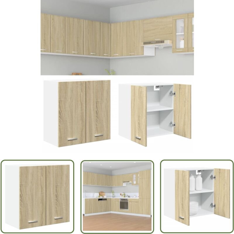 Hängeschrank Sonoma-Eiche 60x31x60 cm Holzwerkstoff - Hängeschrank - Küchenregal - Wandregal - Wohnraumorganisation - Ho...