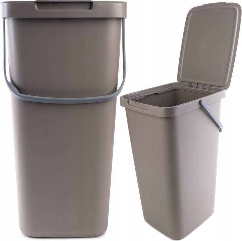 Mülleimer mit Deckel und Tragegriff, Kunststoff, zum Recycling, rechteckig mit Klappdeckel (br - Kadax